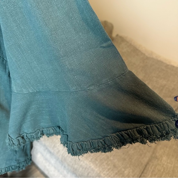 Umgee S Linen Cotton Blend 3/4 Sleeve Raw Hem peasant top sweetheart neck.A49 - Picture 9 of 11